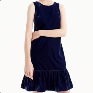 ❤️...J.Crew Velvet Navy Blue Ruffle Dress